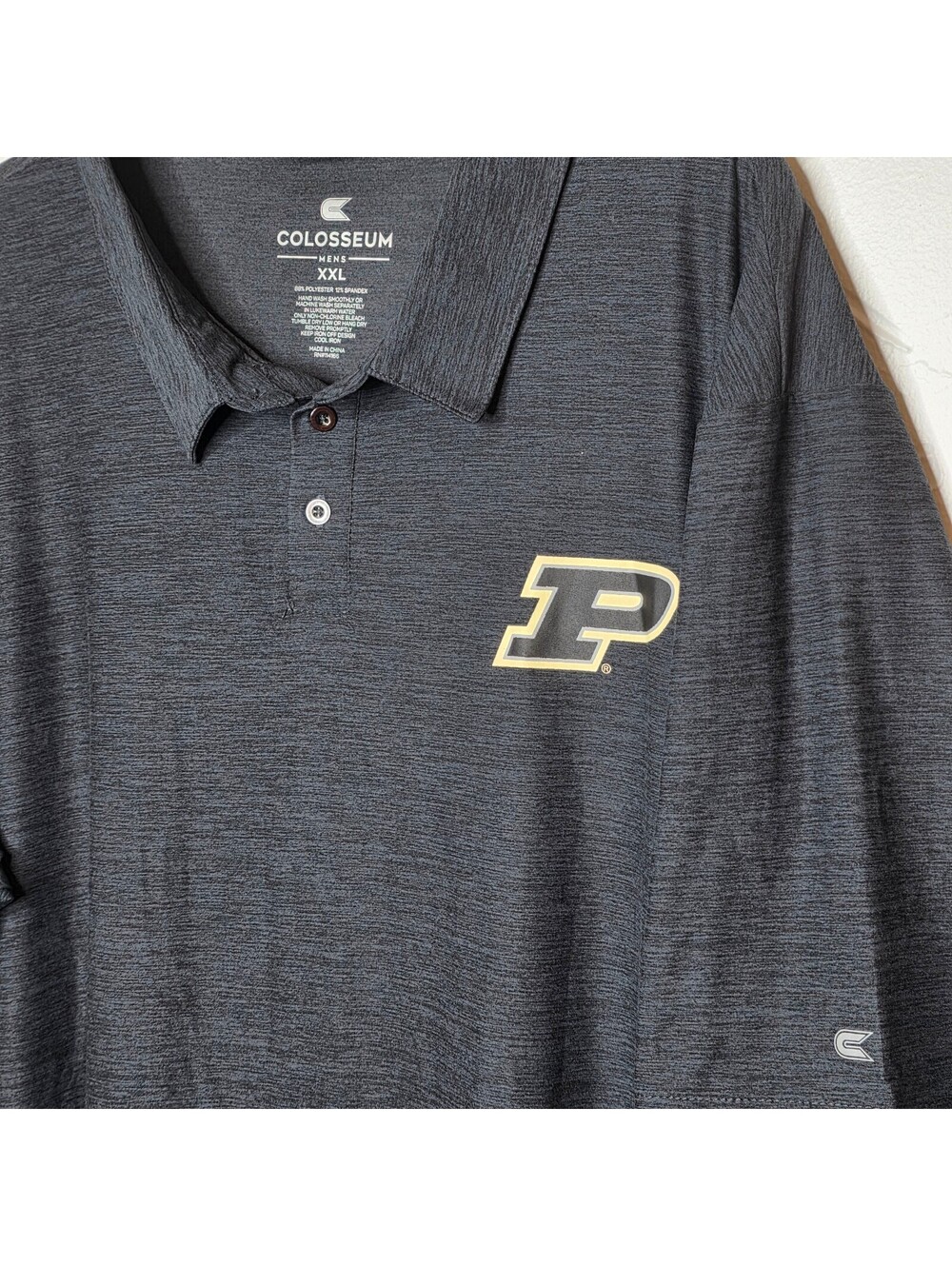 Colosseum Men's Purdue University Polo Shirt XXL Black Heather NWT